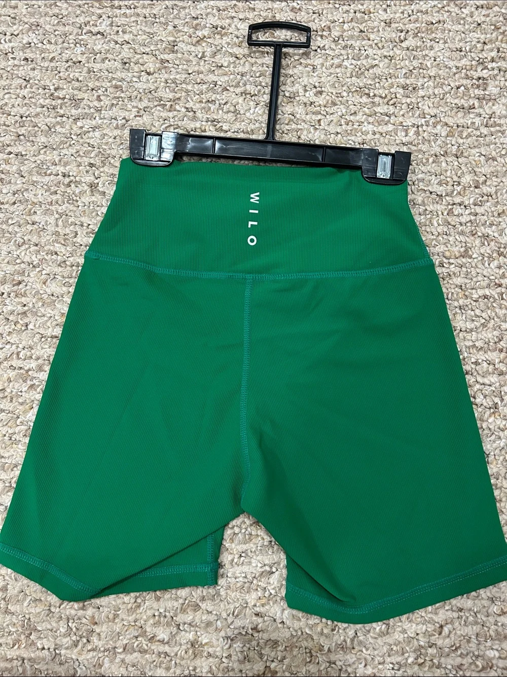 Willow Ribbed High-Waist Shorts — Green